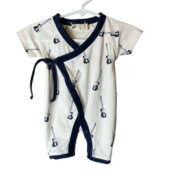 Monica & Andy Other - Monica & Andy off white navy guitar kimono wrap one piece 0-3M